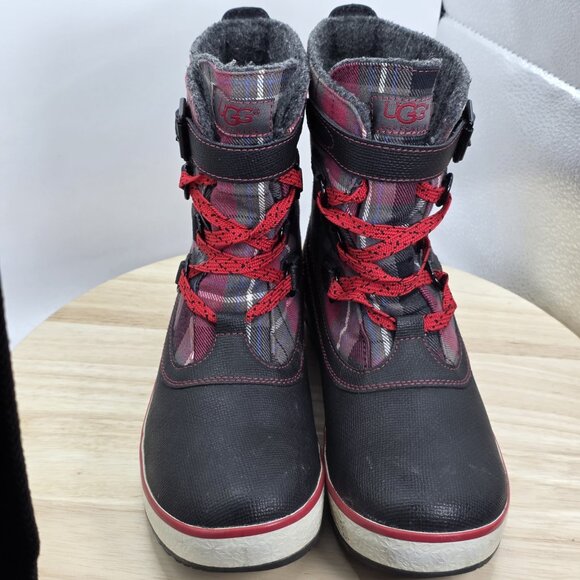 UGG Women’s Decatur Plaid Boots Waterproof Black/Red Size US 8 S/N 1001742 - Picture 4 of 10